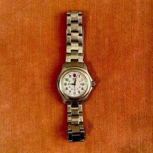 Women’s Swiss Army stainless steel Watch with mother of pearl face.